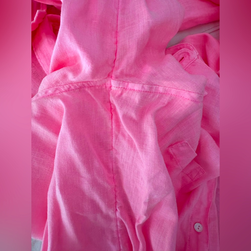 Lilly Pulitzer Sea View Linen Button-Down Top SZ M Sunrise Coral - Picture 11 of 14